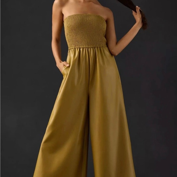 NWOT Pilcro by Anthropologie Halter Faux Leather Jumpsuit - Picture 3 of 6